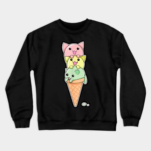 Cat Ice Cream Cone  Funny Kawaii Kitten Crewneck Sweatshirt